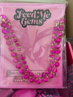 Feed Me Gems Hot Pink Crystal Collar Necklace